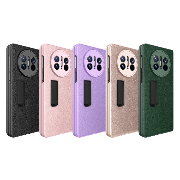 Set of litchi-textured shockproof phone cases with built-in holders in multiple colors