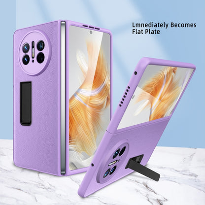 Purple folding phone case with flat stand/holder extended and camera protection