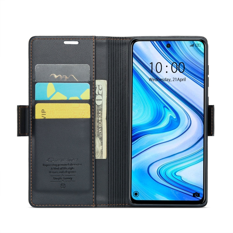 Black folio phone case open view showing card slots and phone screen window