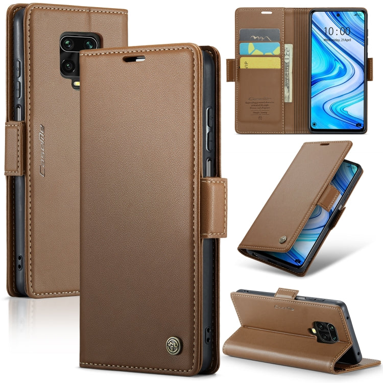 Brown litchi-texture leather folio phone case with card slots and stand cover
