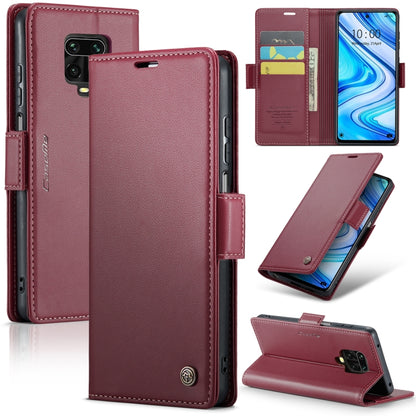 Wine red litchi-texture leather folio phone case with card slots and stand cover