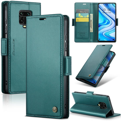 Teal blue litchi-texture leather folio phone case with card slots and stand cover