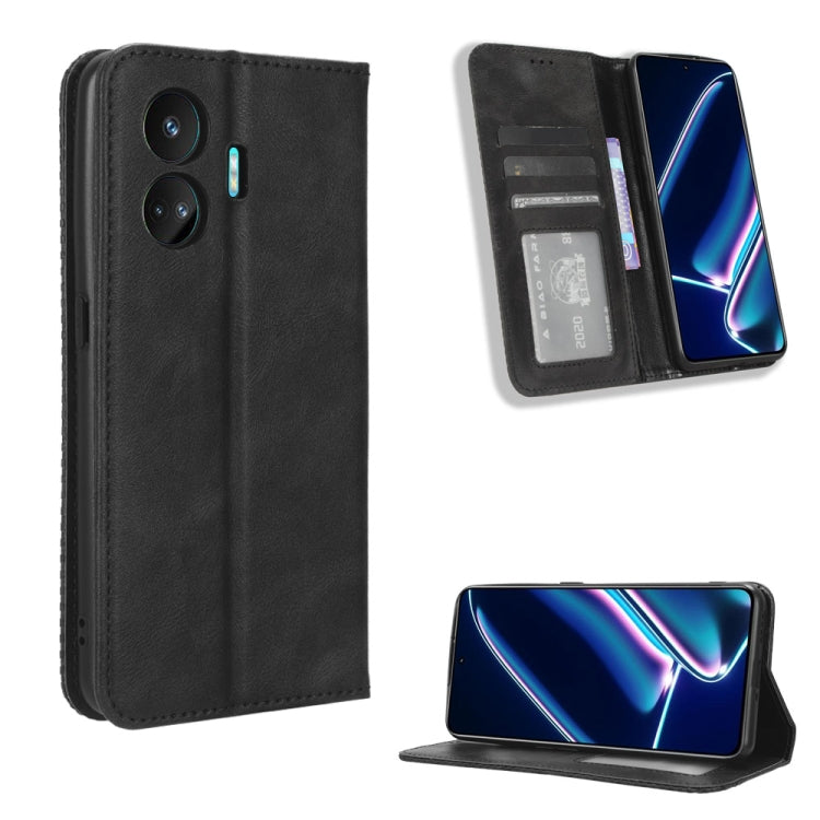 Black leather folio phone case with card slots and magnetic closure, plus kickstand