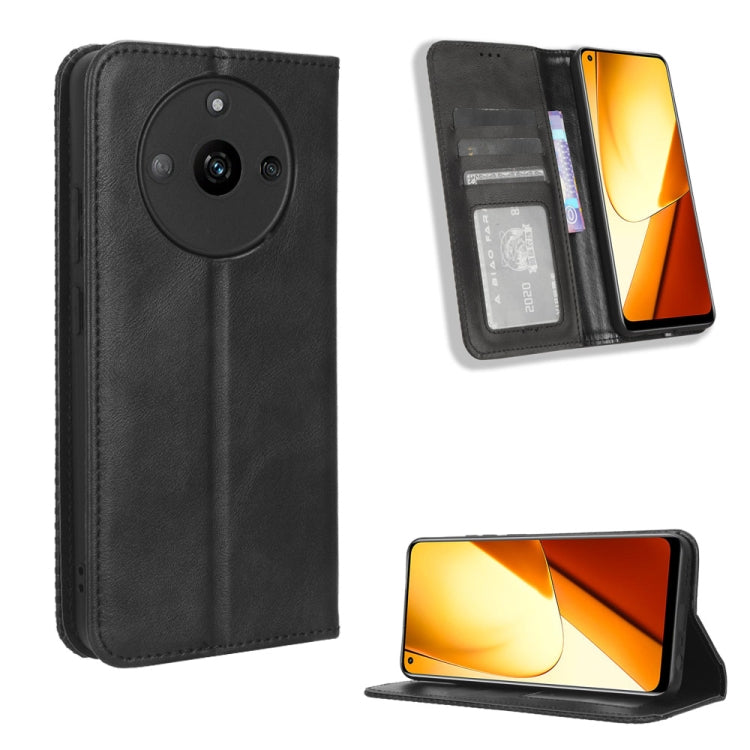Black leather magnetic buckle folio phone case with card slots and camera cutout