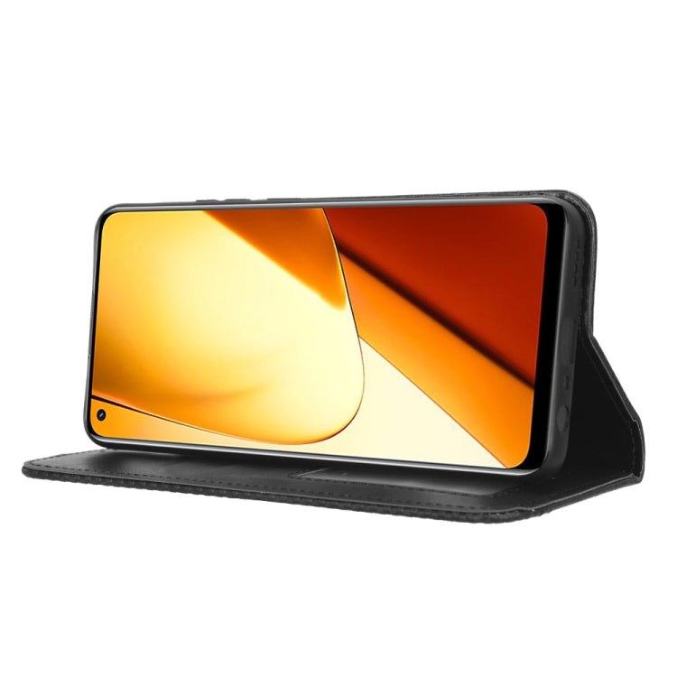 Black leather folio phone case in stand mode with screen facing forward