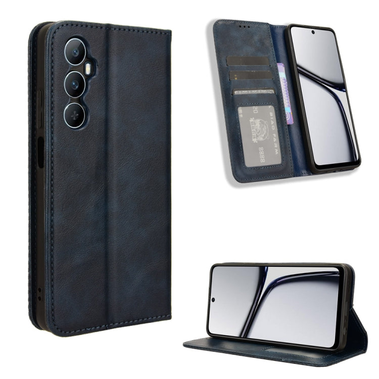 Dark blue-gray leather folio phone case with card slots and magnetic closure, plus kickstand