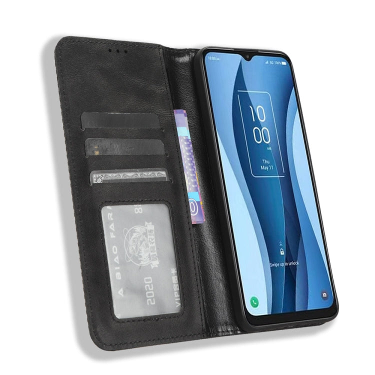 Black leather folio phone case with inner card slots and magnetic clasp