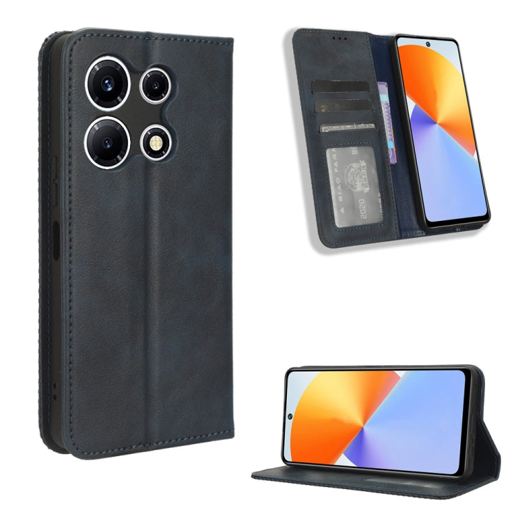 Black retro leather phone case with magnetic buckle and card slot, foldable wallet style