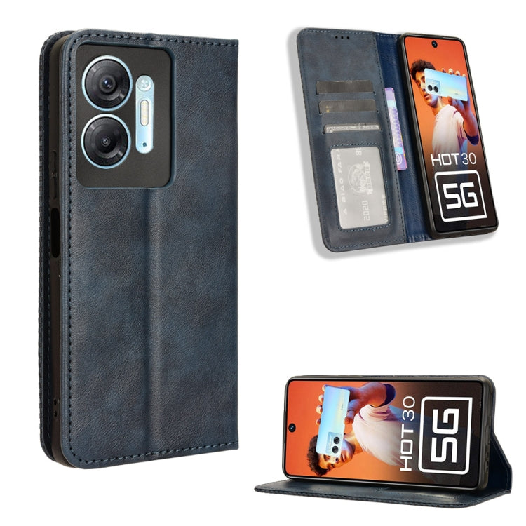 Navy gray magnetic buckle leather phone case with card slot and kickstand