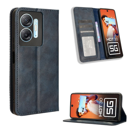 Navy gray magnetic buckle leather phone case with card slot and kickstand