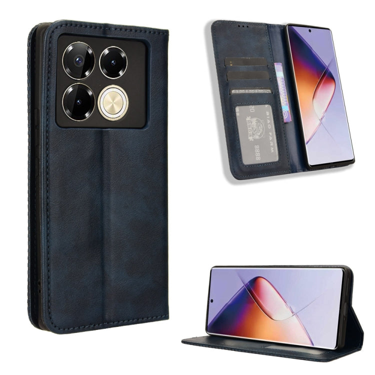 Black retro-texture magnetic buckle leather phone case with flip wallet and card slots