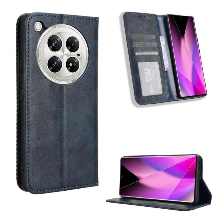Black retro texture leather phone case with magnetic wallet flap and camera cutout