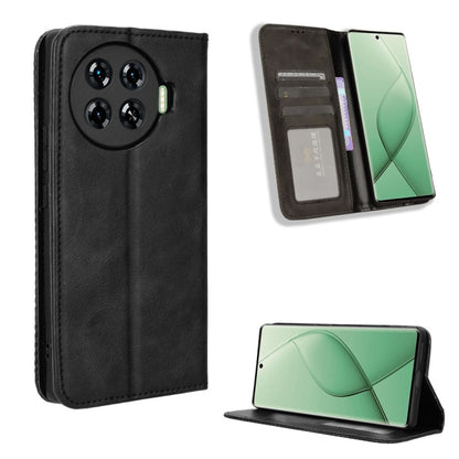 Black leather magnetic buckle phone wallet case with card slots and kickstand