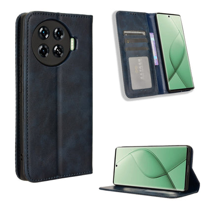 Dark blue leather magnetic buckle phone wallet case with card slots and kickstand