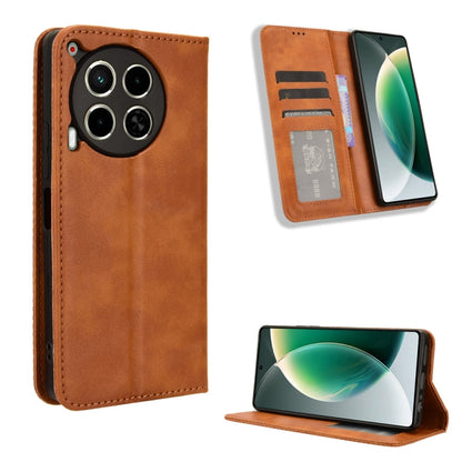 Tan magnetic wallet phone case with folio stand; inner card slots and camera opening.
