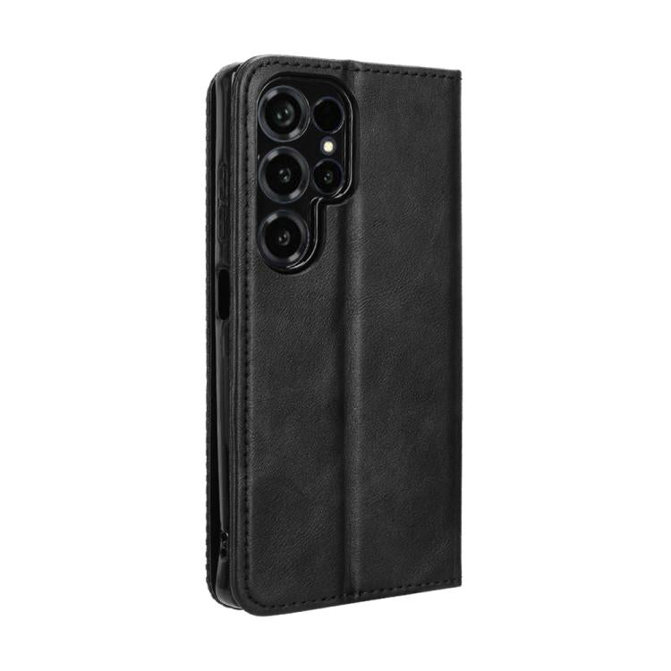 Black leather phone case, slim profile, with camera cutouts