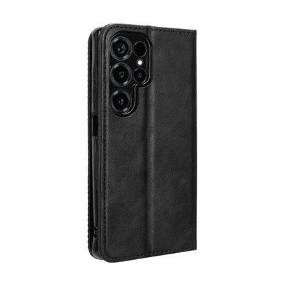 Black leather phone case, slim profile, with camera cutouts