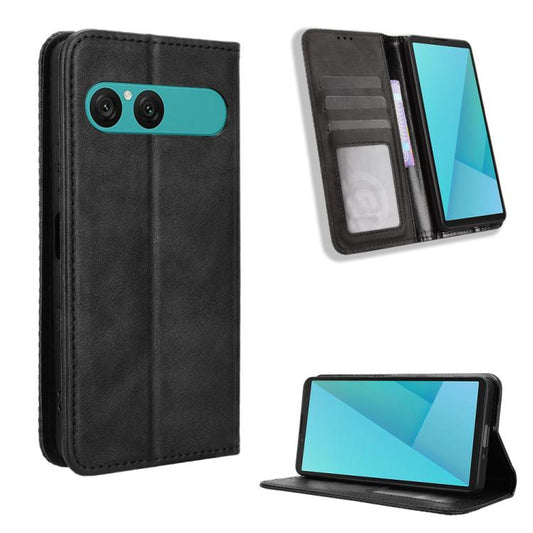 Magnetic Buckle Retro Texture Leather Phone Case, For Sony Xperia 10 VIII, For Sony Xperia 1 VIII, For Sony Xperia 10 VII, For Sony Xperia 1 VII, For Sony Xperia 10 VI 2024, For Sony Xperia 1 VI 2024, For Sony Xperia 5 V 2023, For Sony Xperia 1 V      ...