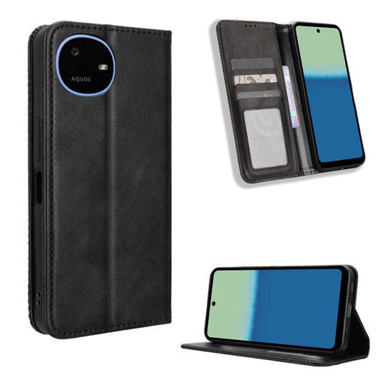 Black magnetic leather phone case with card slots and flip stand