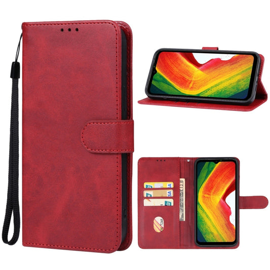 Red leather folio phone case with magnetic flap and wrist strap