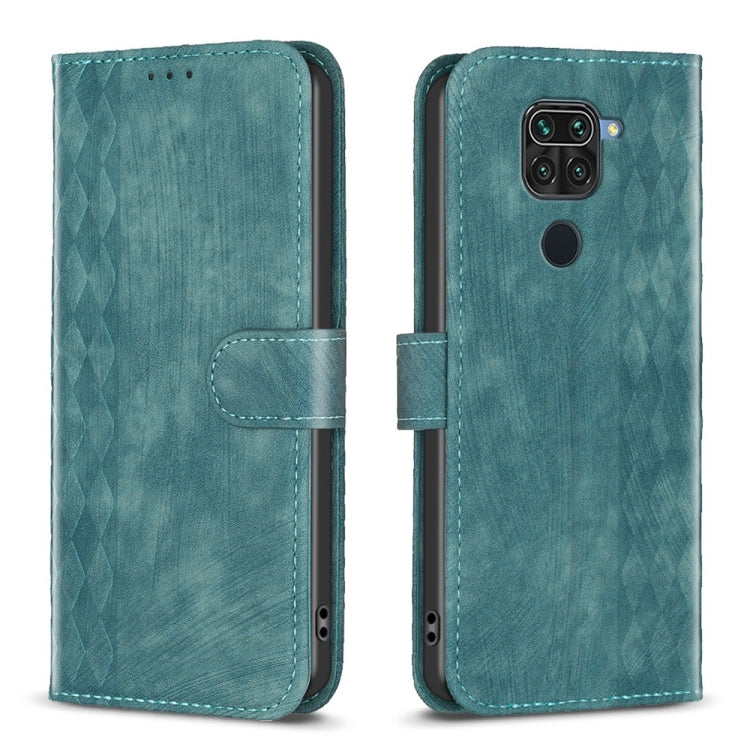 Embossed leather flip phone case, teal with diamond texture, camera cutout