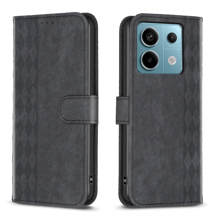 Dark gray embossed leather phone wallet case with flip cover and card pocket.