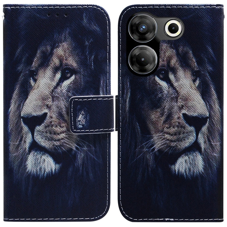 Dark blue flip leather phone case with dog illustration and stitched front flap