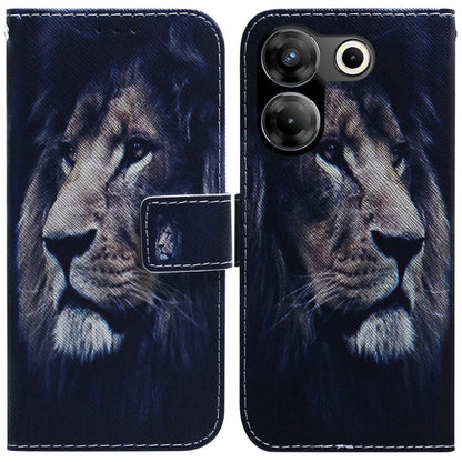 Dark blue flip leather phone case with dog illustration and stitched front flap