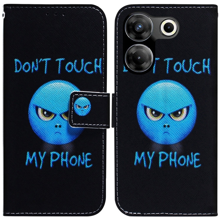 Black flip leather phone case with blue cartoon character face and front card holder