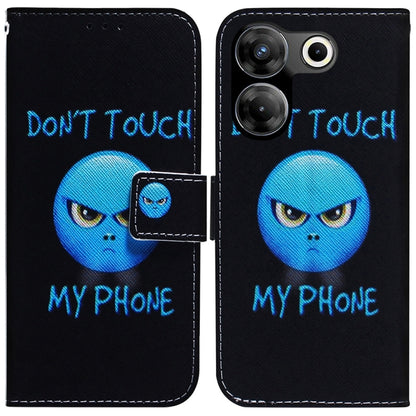 Black flip leather phone case with blue cartoon character face and front card holder