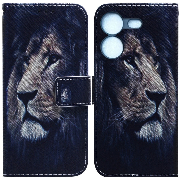 Dark blue flip phone case with tiger face illustration and snap closure