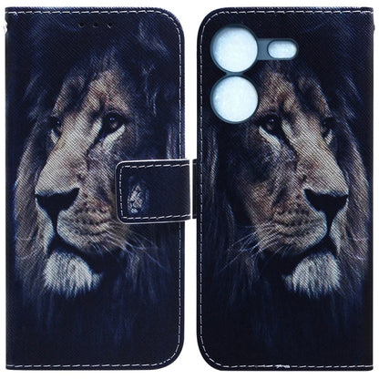 Dark blue flip phone case with tiger face illustration and snap closure