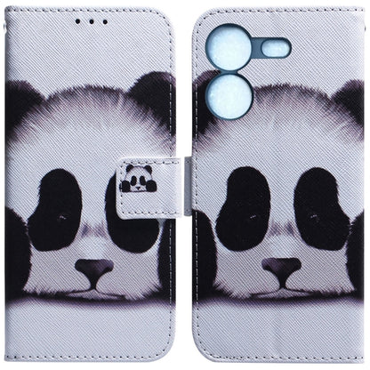 White flip phone case with panda bear pattern and magnetic clasp
