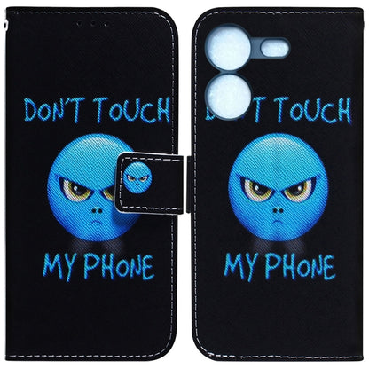 Black flip phone case with blue alien graphic and 'DON'T TOUCH MY PHONE' text