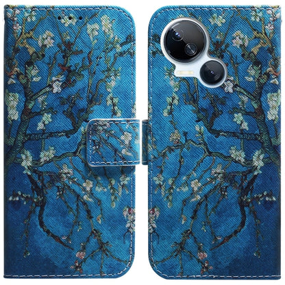 Blue patterned flip phone case with wallet clasp, leather-look, camera cutout