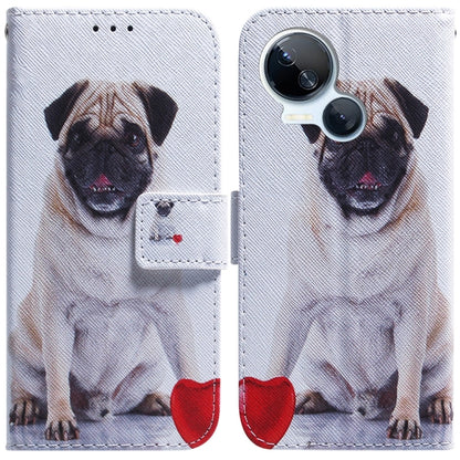 White pug portrait flip phone case with wallet clasp and camera cutout