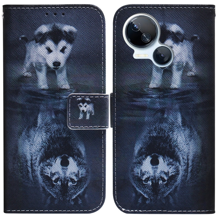 Dark blue wolf and bear portrait flip phone case with wallet clasp and camera cutout