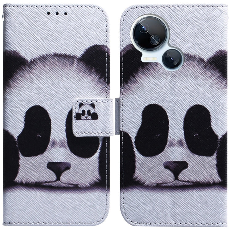 White panda portrait flip phone case with wallet clasp and camera cutout