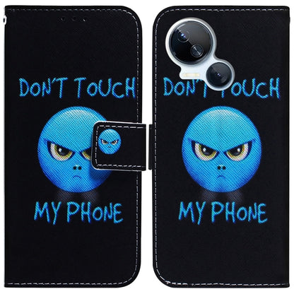 Black flip phone case with blue alien art, 'DON'T TOUCH MY PHONE', wallet clasp