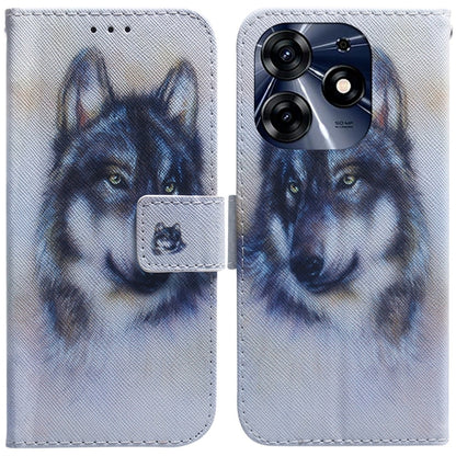 Light flip leather phone case with wolf portrait illustration and magnetic closure