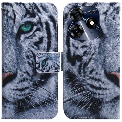 Light flip leather phone case with tiger face illustration and magnetic closure