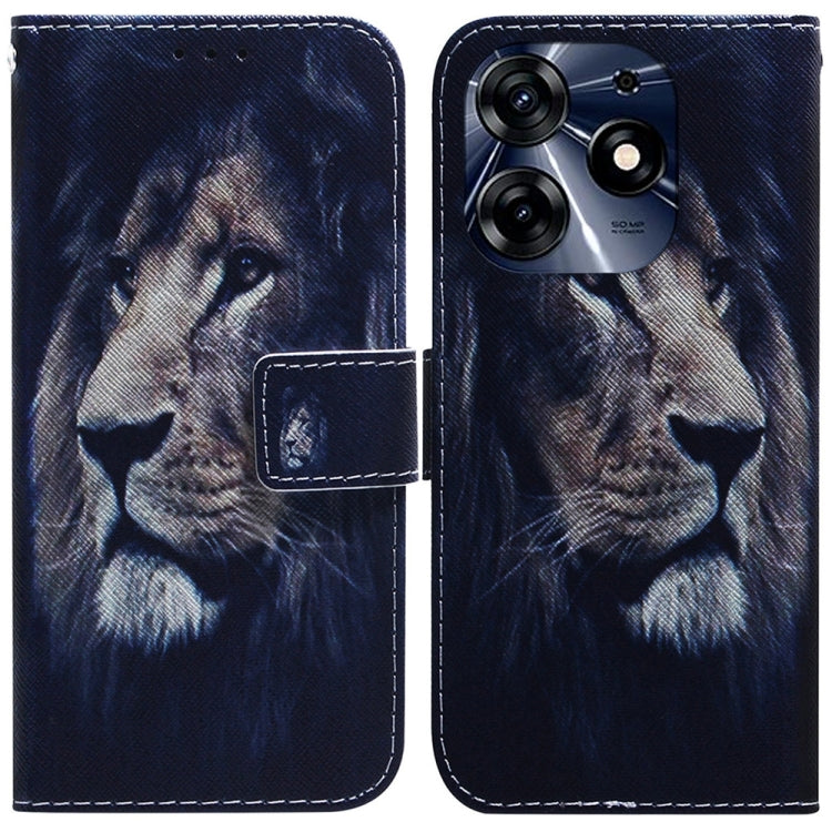 Flip leather phone case with dark wolf print, stitched folio design and camera cutout.