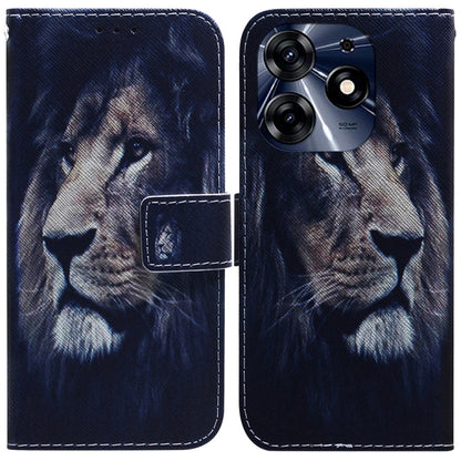 Flip leather phone case with dark wolf print, stitched folio design and camera cutout.