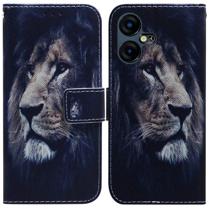 Flip leather phone case with lion portrait print and magnetic flip cover