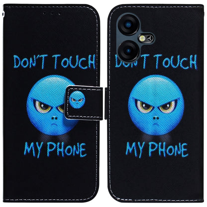Flip leather phone case with blue alien face and “DONT TOUCH MY PHONE” text