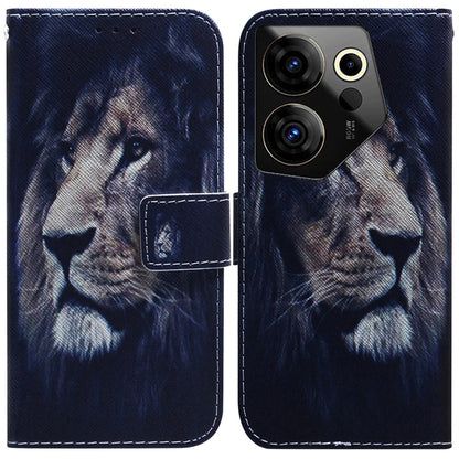 Navy flip leather phone case with wolf face artwork and magnetic front flap