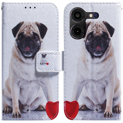 White pug print flip leather phone case with magnetic closure and card slot