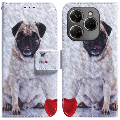 Flip leather phone case with white dog portrait illustration and magnetic flap