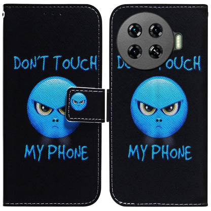 Black printed flip leather phone case with blue alien graphic, text "DON'T TOUCH MY PHONE"