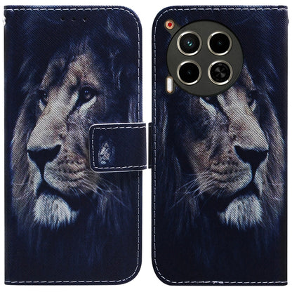 Flip leather phone case with blue lion face art and magnetic closure
